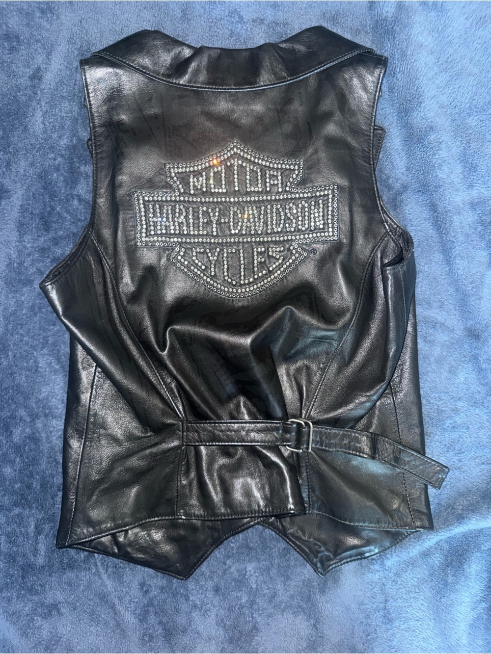 Vintage Harley-Davidson Rhinestone Leather Vest - Size Small